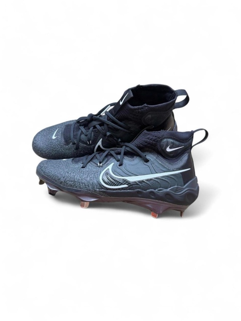 Men’s Nike Alpha Huarache NXT Metal Baseball Cleats Black Dark Grey Size 11